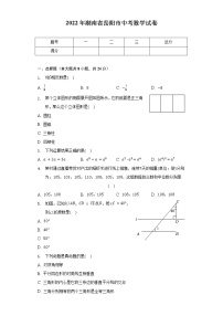 2022年湖南省岳阳市中考数学试卷【含答案】