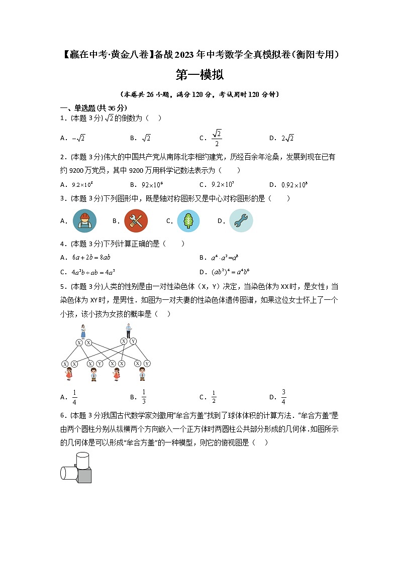 黄金卷07-【赢在中考·黄金8卷】备战2023年中考数学全真模拟卷（衡阳专用）01