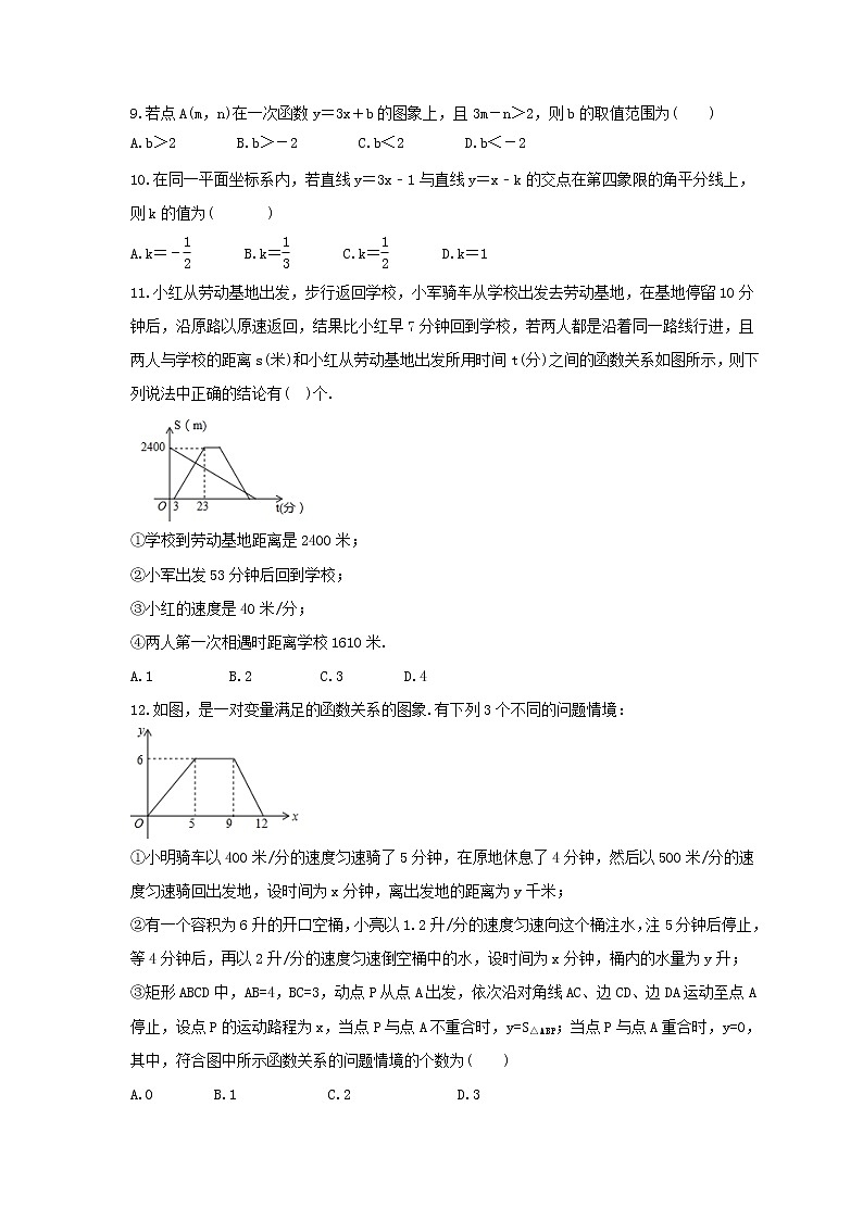 2023年人教版数学八年级下册期末复习《一次函数》单元复习(含答案)第2页