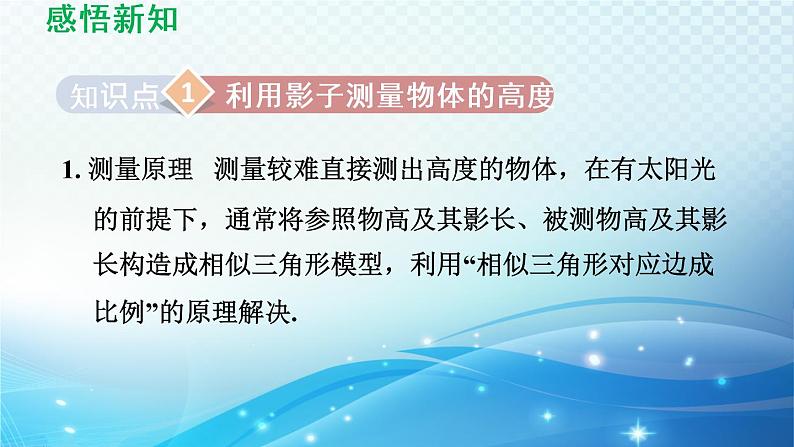 鲁教版（五四制）数学八下9.7 利用相似三角形测高 导学课件第3页