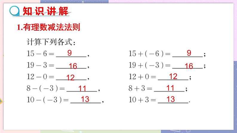 北师大版中学数学七年级上2.5 有理数的减法 教学课件+教学详案04