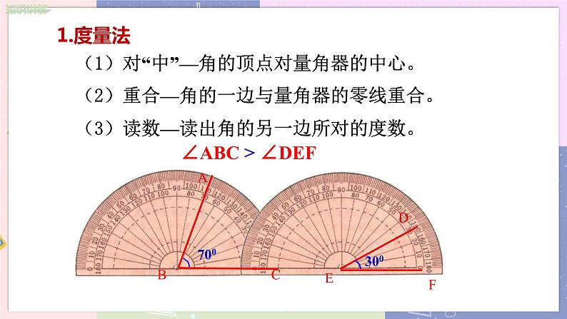 北师大版中学数学七年级上4.4角的比较 教学课件第5页