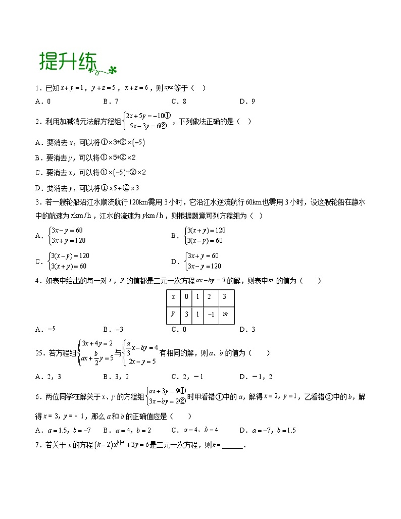 第10章 二元一次方程组【专项练习】——2022-2023学年苏科版数学七年级下册单元综合复习（原卷版+解析版）03
