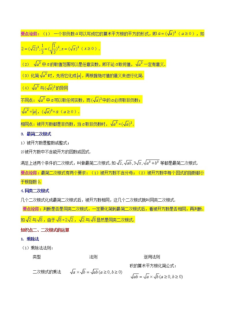 2022-2023年人教版数学八年级下册专项复习精讲精练：专题01二次根式（原卷版+解析版）02