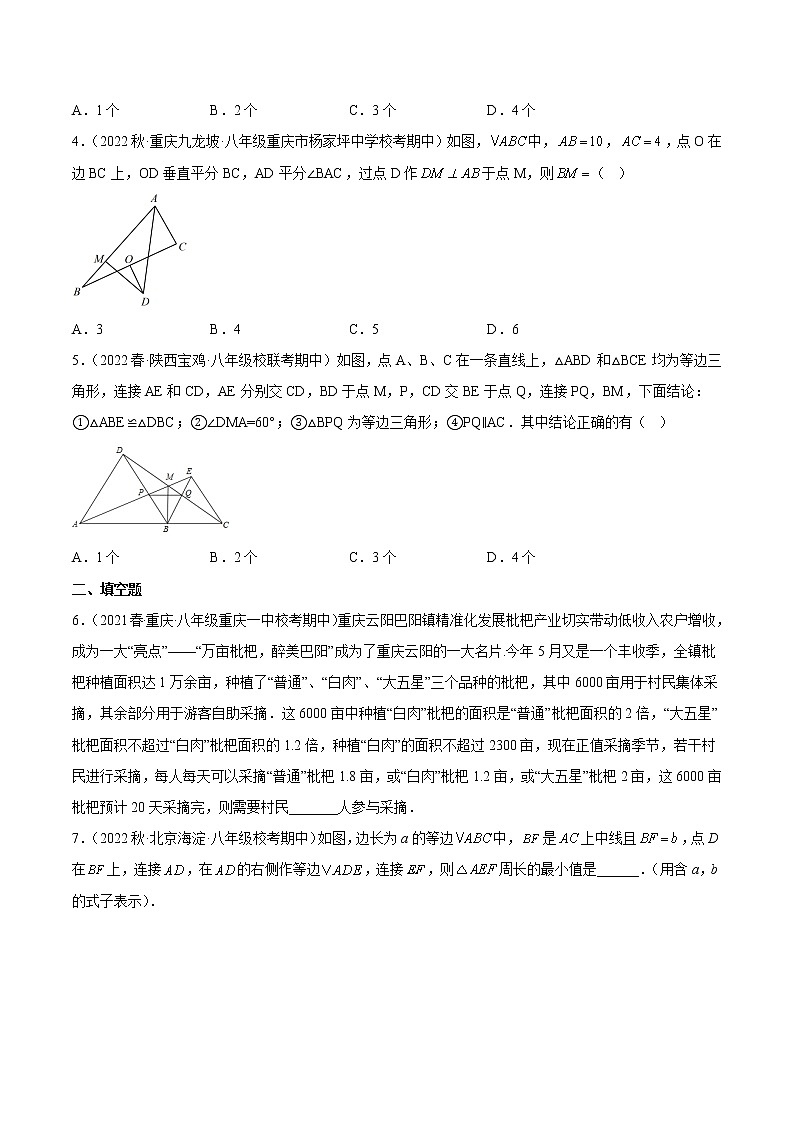 2022-2023年北师大版数学八年级下册专项复习精讲精练：期中真题精选（压轴60题专练）（原卷版+解析版）02