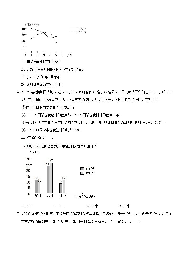 专题7.2 统计图的选用专项提升训练（重难点 ）- 2022-2023学年八年级数学下册  必刷题【苏科版】02