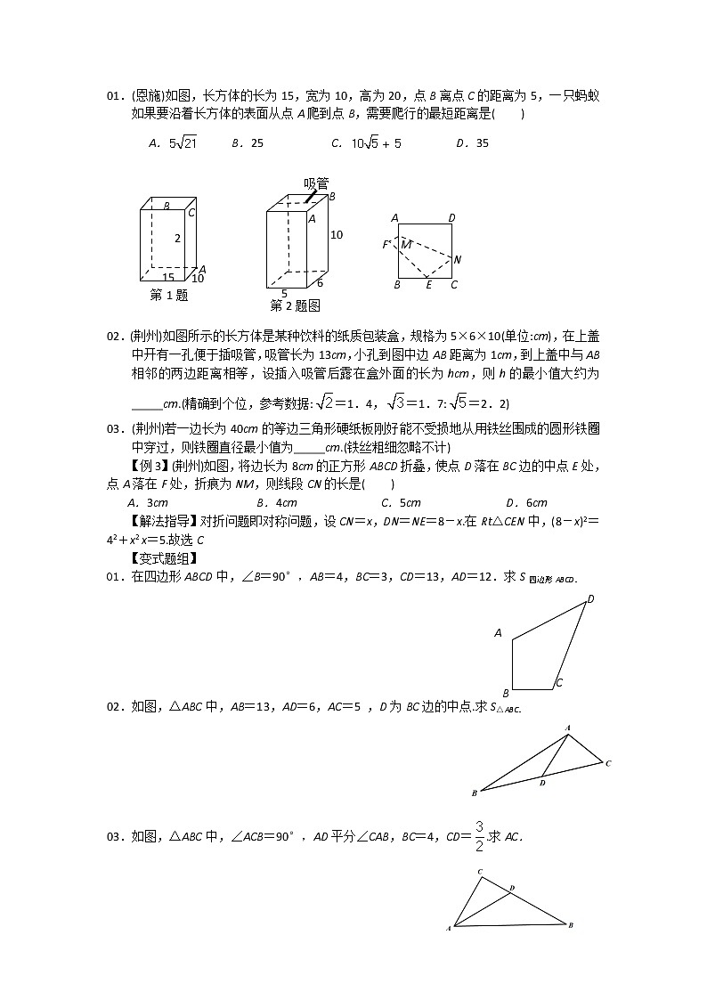 中考数学总复习第19讲  勾股定理难点解析与训练第2页