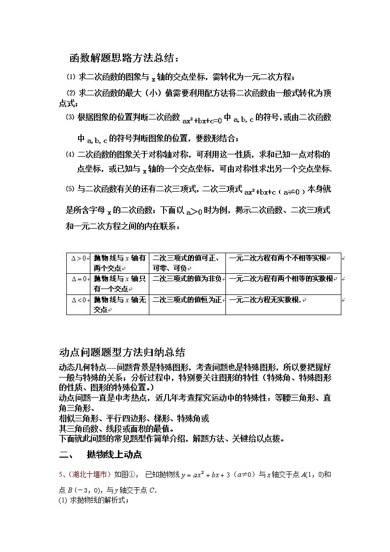 中考数学总复习二次函数动点问题解答方法技巧（含例解答案）难点解析与训练第1页