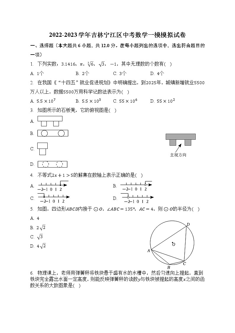 2023年吉林省+松+原市+宁江区中考数学一模模拟试卷（含答案）第1页
