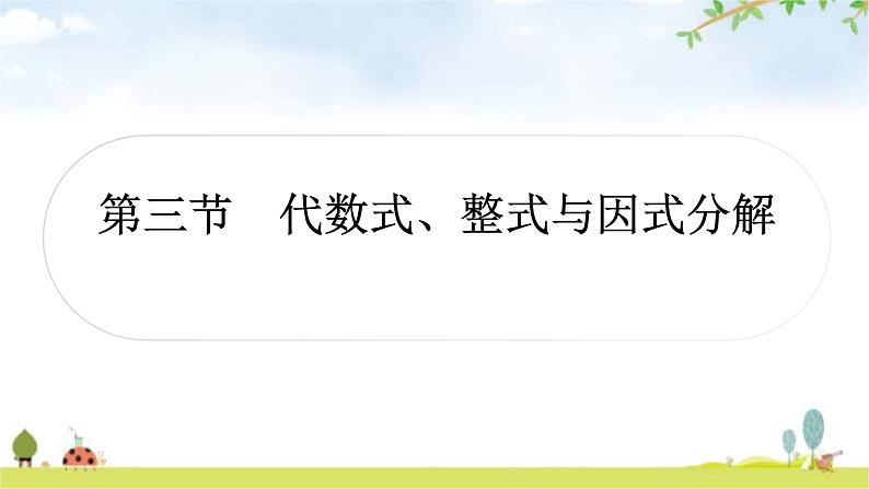 中考数学复习第一章数与式第三节代数式、整式与因式分解作业课件01