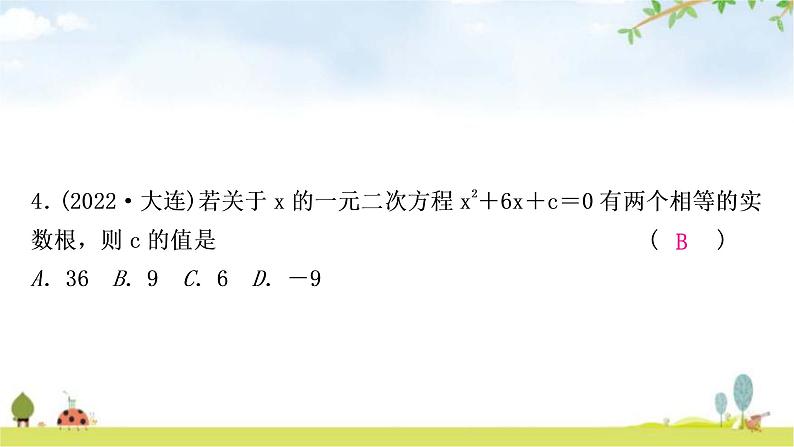 中考数学复习第二章方程(组)与不等式(组)第二节一元二次方程及其应用作业课件第5页