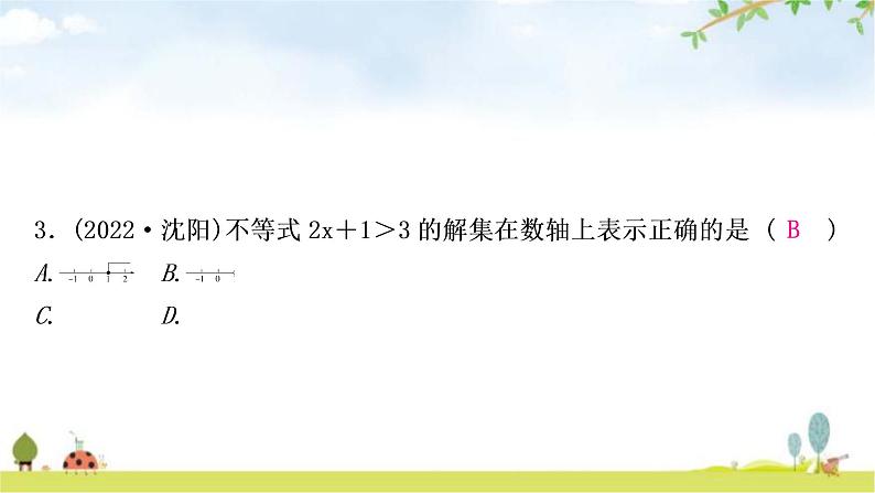 中考数学复习第二章方程(组)与不等式(组)第四节一元一次不等式(组)及其应用作业课件04