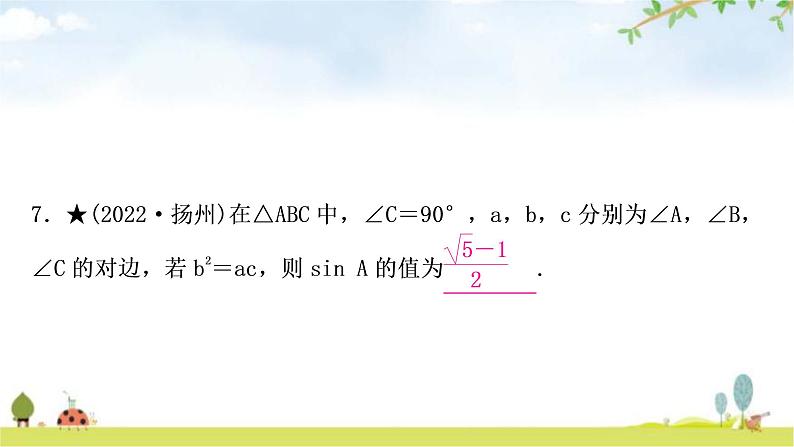 中考数学复习第四章三角形第六节锐角三角函数与解直角三角形的实际应用作业课件07