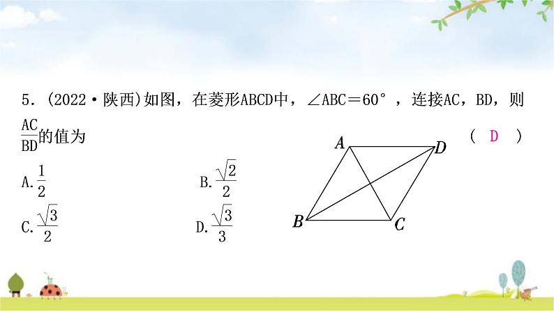 中考数学复习第五章四边形第三节菱形作业课件第6页