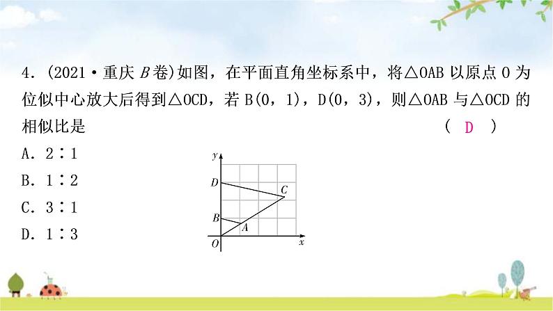 中考数学复习第七章作图与图形变换第三节图形的平移、旋转、对称与位似作业课件第5页