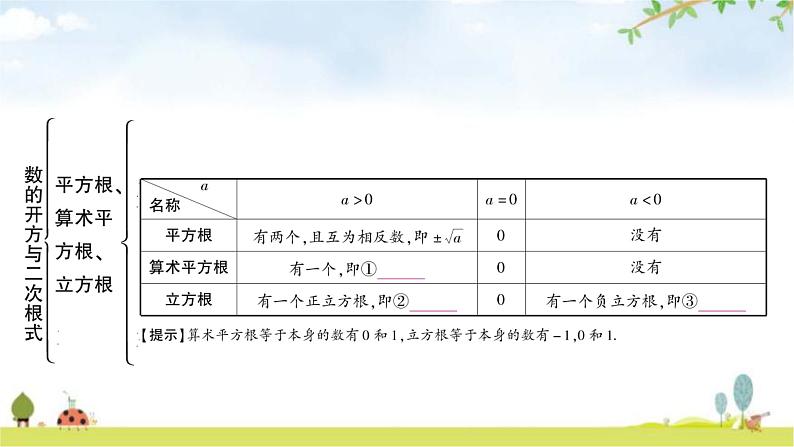 中考数学复习第一章数与式第二节数的开方与二次根式教学课件第3页