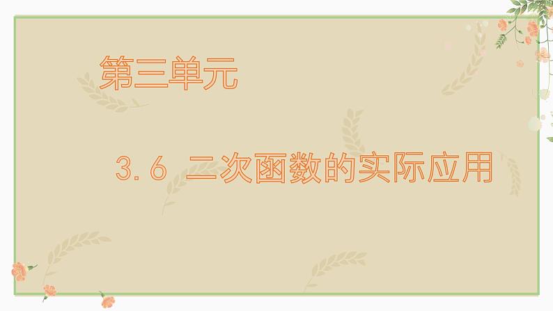 3.6 二次函数的实际应用课件 2023年九年级中考数学复习第1页