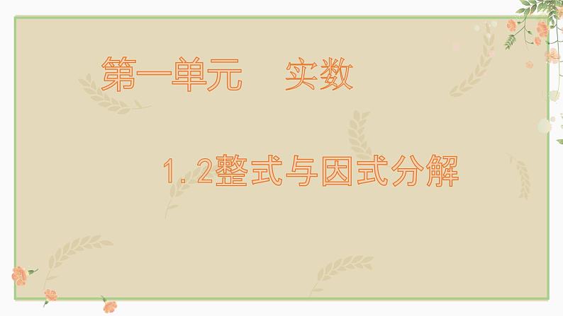 2023年九年级中考数学复习  1.2整式与因式分解课件第1页