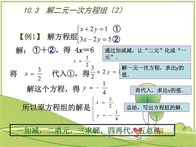 苏教版七年级数学下册10.3  解二元一次方程组（2）课件PPT第6页