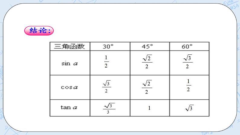 青岛版六三制九上数学 《30°，45°，60°角的三角比》课件+教学设计06