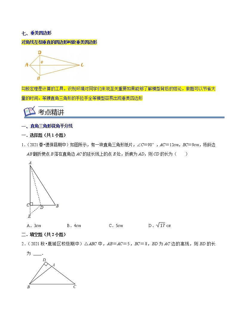 2022-2023年北师大版数学八年级下册专项复习精讲精练：专题06勾股定理七大模型（原卷版+解析版）03