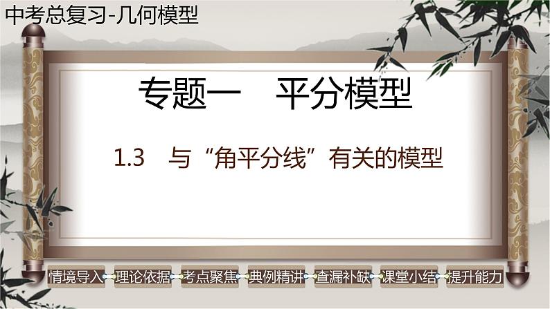 2023年中考数学二轮复习必会几何模型剖析--1.3 与“角平分线”有关的模型（平分模型）（精品课件）第1页