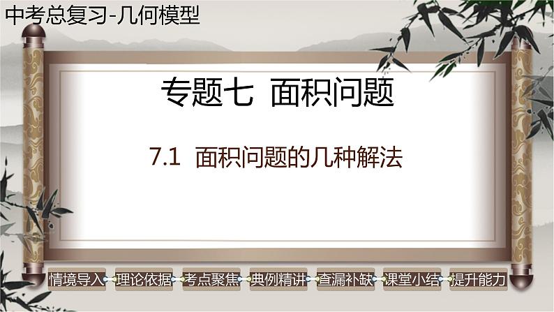 2023年中考数学二轮复习必会几何模型剖析--7.1 面积问题的几种解法（面积问题模型）（精品课件）第1页