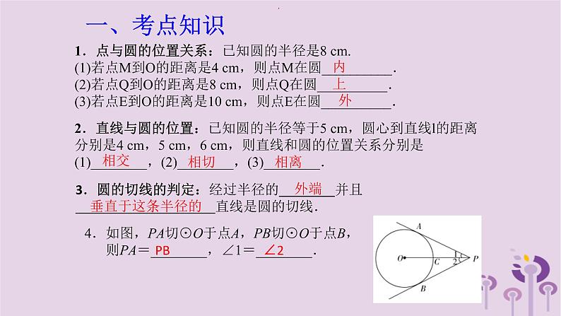 中考数学一轮复习课件第6章圆第28课《和圆有关的位置关系》(含答案)第2页