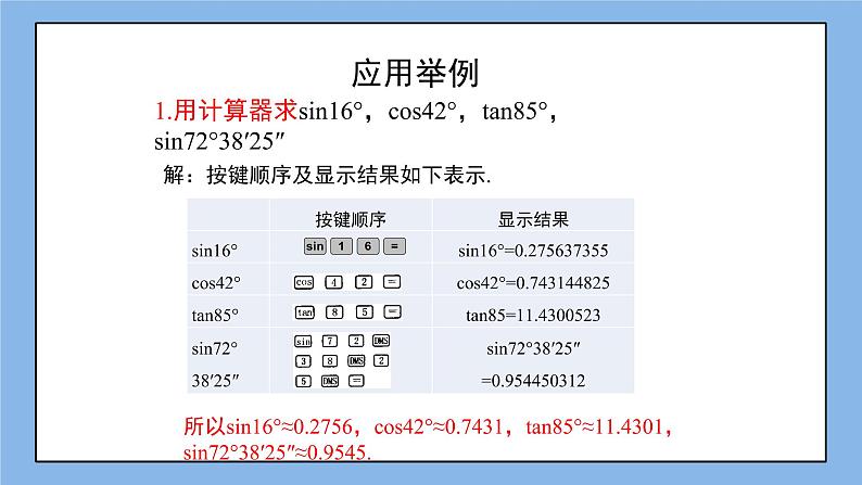 鲁教版五四制数学九上《用计算器求锐角的三角函数值（1）》课件第7页