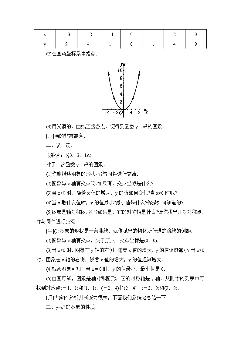 鲁教版五四制数学九上《二次函数y=ax＾2的图象与性质（1）》教案第3页
