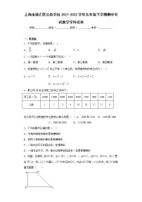 上海市徐汇区公办学校2021-2022学年九年级下学期期中考试数学学科试卷(含答案)