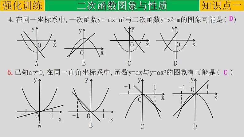 (通用版)中考数学一轮复习练习课件专题3.4 二次函数的图象与性质 (含答案)05