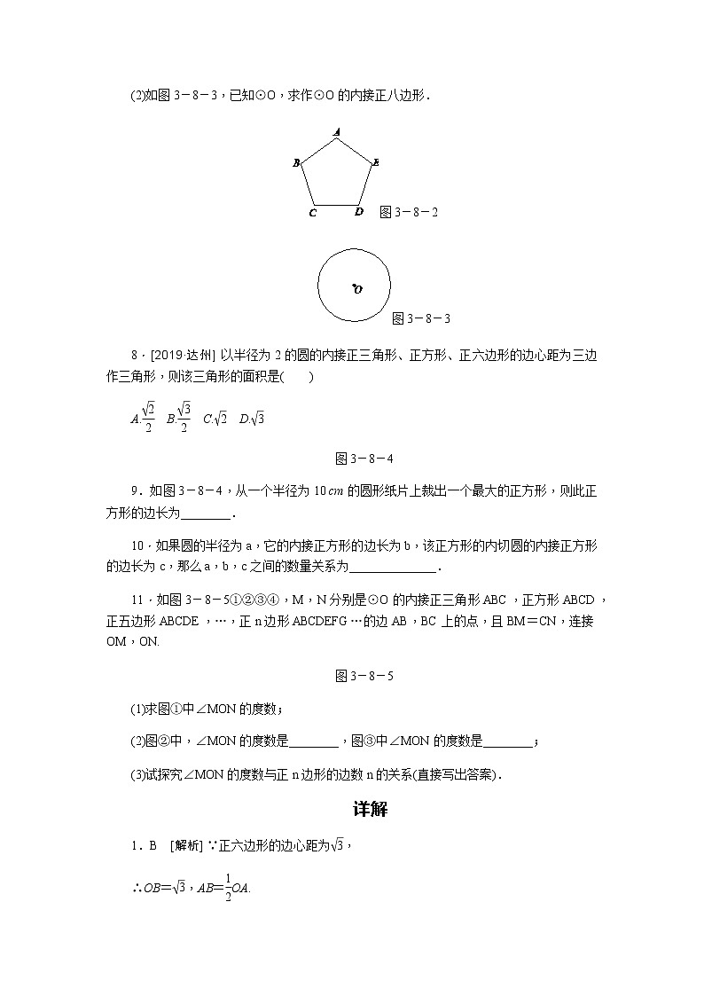 北师大版九年级数学下册3.8圆内接正多边形同步练习第2页