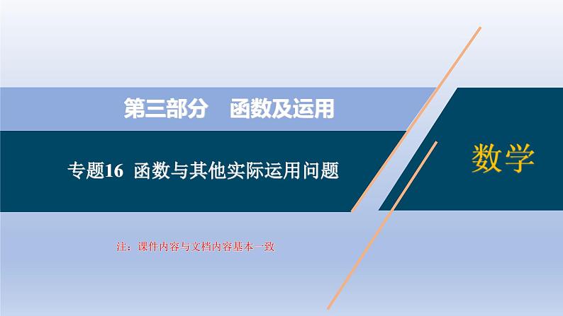 中考数学二轮复习考点精讲课件专题16  函数与其他实际运用问题 (含答案)01