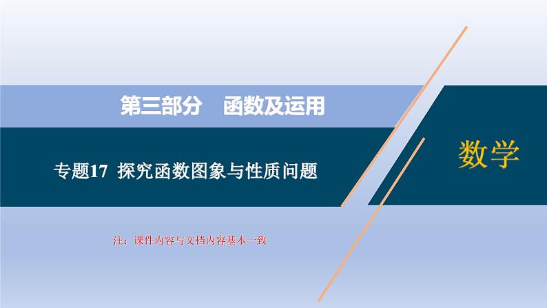 中考数学二轮复习考点精讲课件专题17  探究函数图象与性质问题 (含答案)第1页