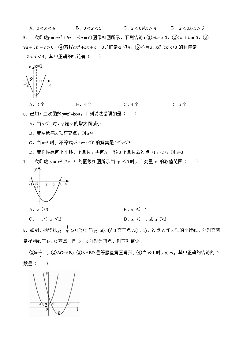 2023年中考数学二轮专项练习：二次函数与不等式（组）的综合应用附答案第2页