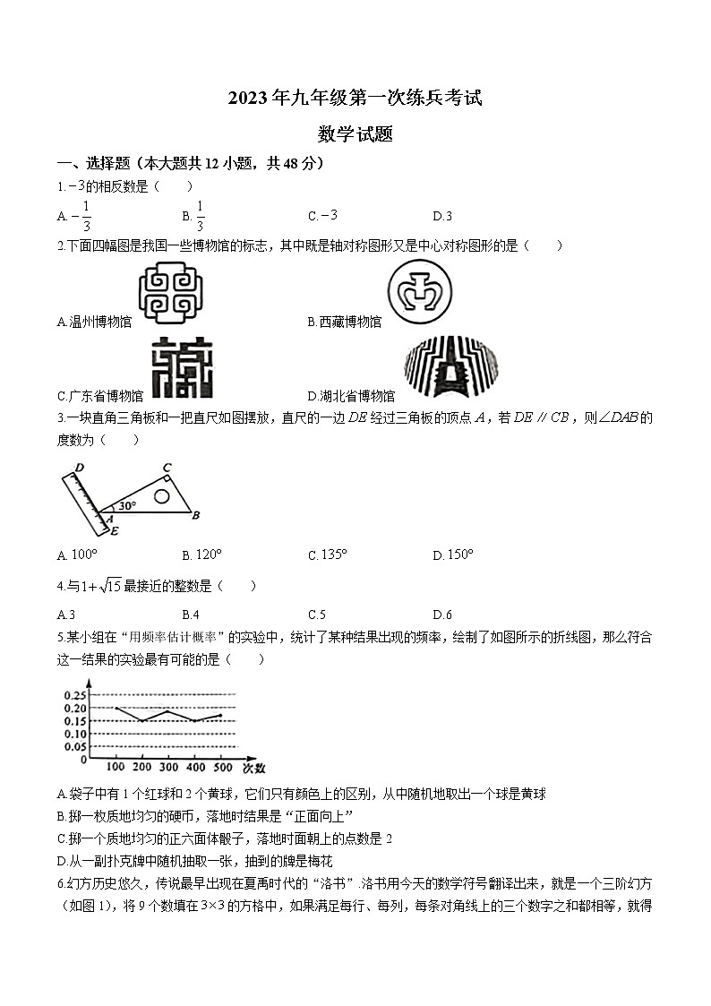 2023年山东省德州市德城区中考一模数学试题（含答案）第1页