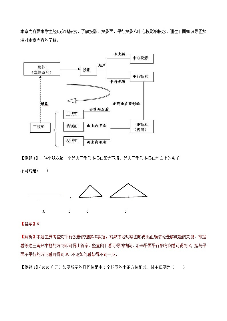 中考数学一轮复习考点梳理+单元突破练习专题29  投影与视图（教师版）02