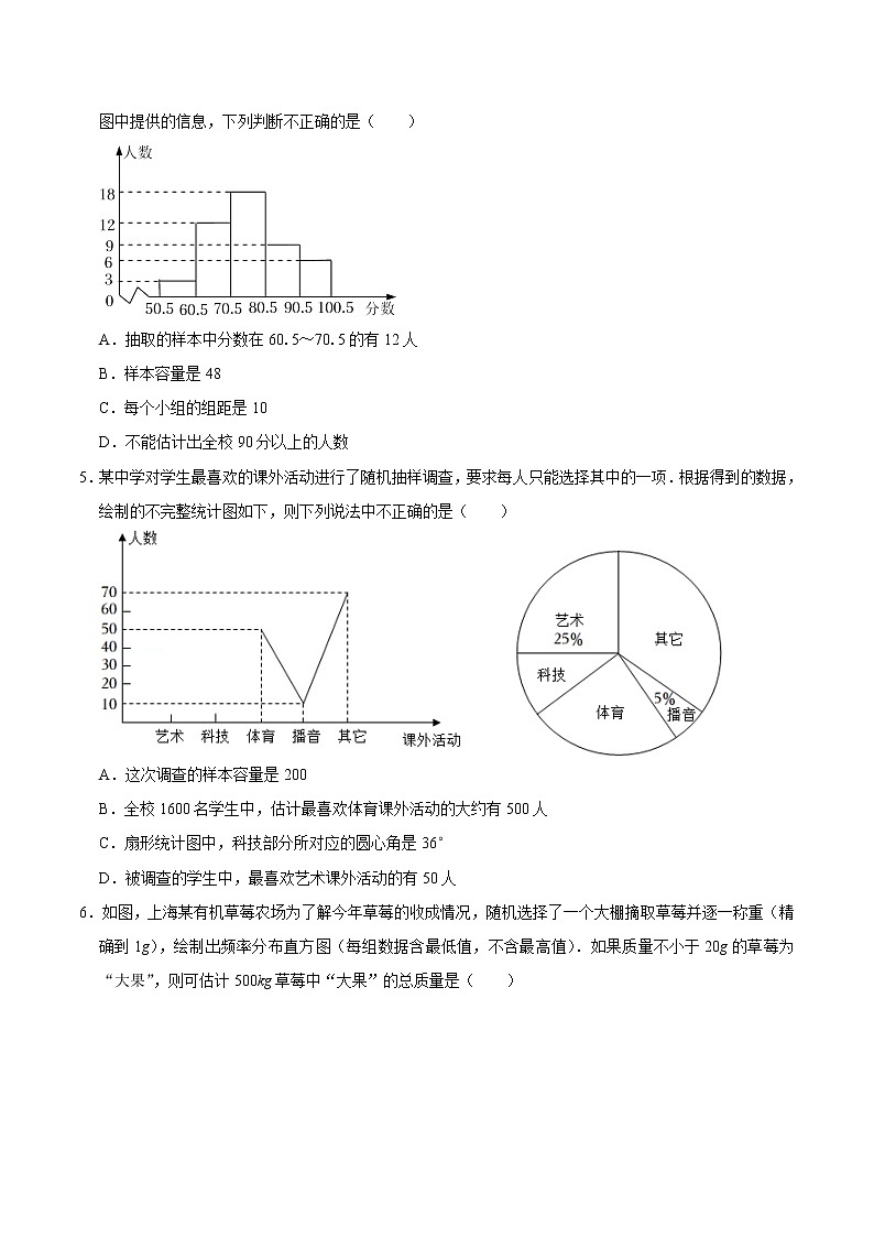 第七章 数据的收集、整理、描述 【培优卷】——2022-2023学年苏科版数学八年级下册单元综合复习（原卷版）第2页