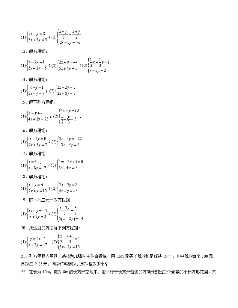 专题04 二元一次方程组的解法与实际应用专项训练——2022-2023学年苏科版数学七年级下册单元综合复习（原卷版+解析版）03