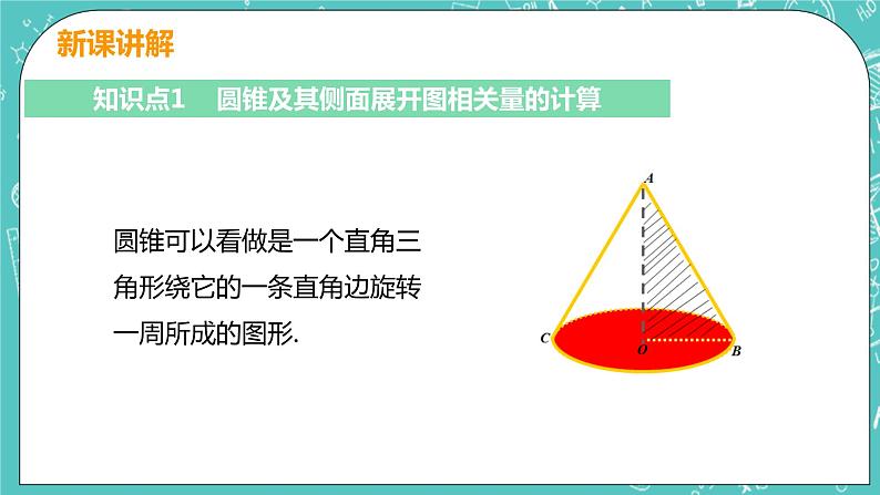 九年级数学人教版上册 第24章 圆 24.4 弧长和扇形面积 24.4课时2 圆锥的侧面积和全面积 课件06