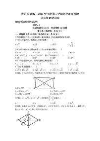 湖北省武汉市青山区2022-2023学年八年级下学期期中考试数学试卷