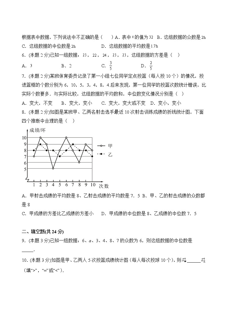 【分层单元卷】人教版数学8年级下册第20单元·B提升测试03