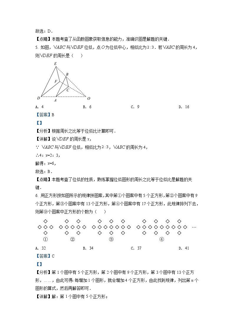 2022年重庆市中考数学真题（A卷）（教师版）03