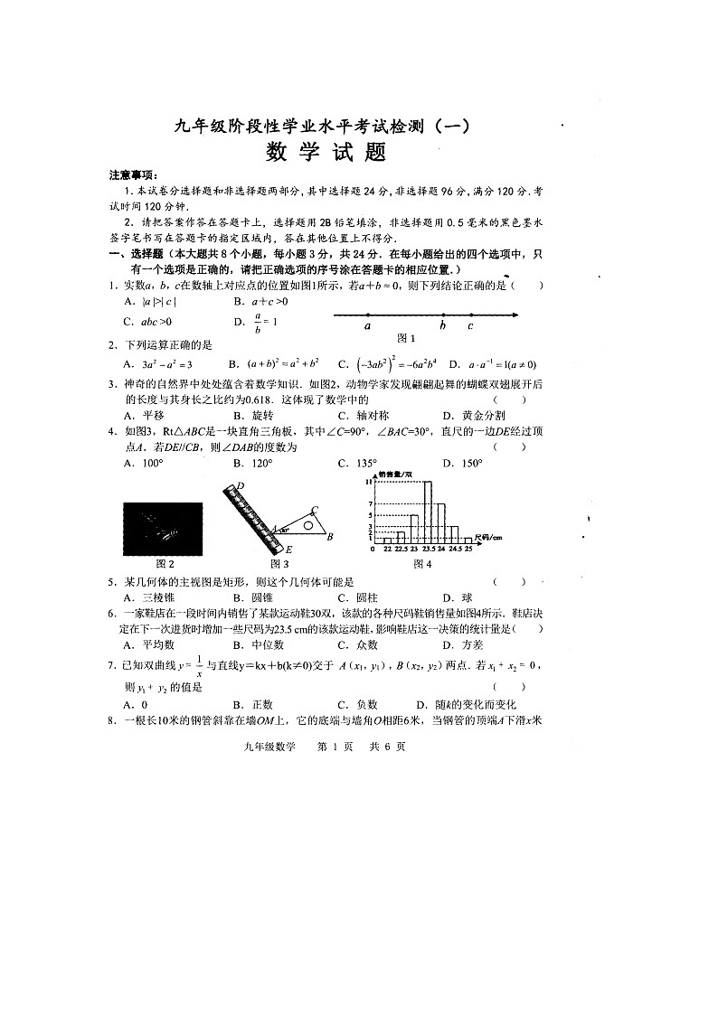 2023年山东省菏泽市牡丹区中考一模九年级数学试题第1页