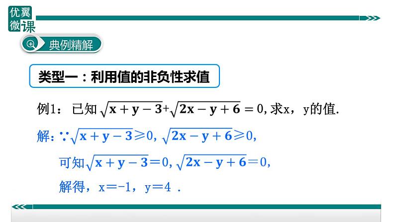 数学八年级下册1.利用二次根式的非负性求值课件PPT第3页