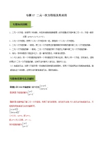 中考数学一轮复习考点提高练习专题07 二元一次方程组及其应用（教师版）