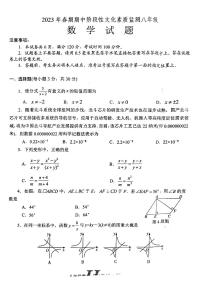 河南省南阳市唐河县2022-2023学年八年级下学期+期中考试+数学试题