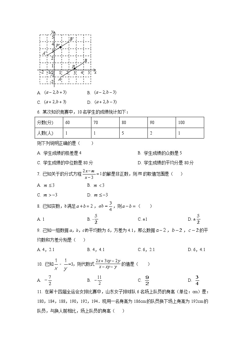 山东省烟台市牟平区（五四制）2021-2022学年八年级上学期期中质量检测数学试卷(含答案)02