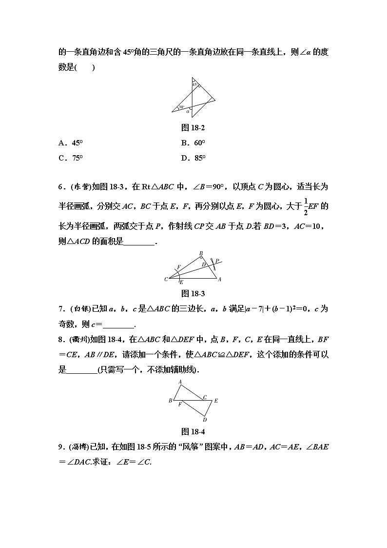 中考数学一轮复习课时练习第6单元第18课时三角形与全等(含答案)第2页